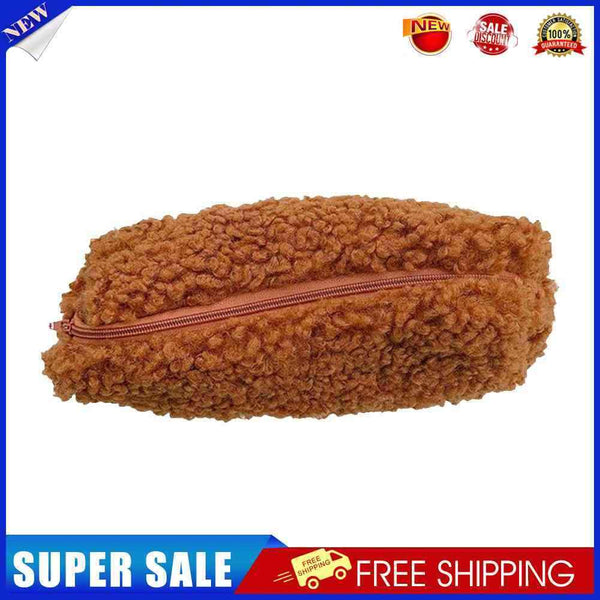 Stationery Storage Plush Pen Case Student School Pencil Organizer (Coffee)