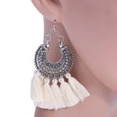 Fashion Retro Bohemian National Style Tassel Earrings(Creamy White)