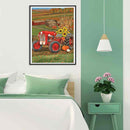 5D Rhinestone Pictures DIY Red Tractor Full Round Drill Diamond Painting Kit