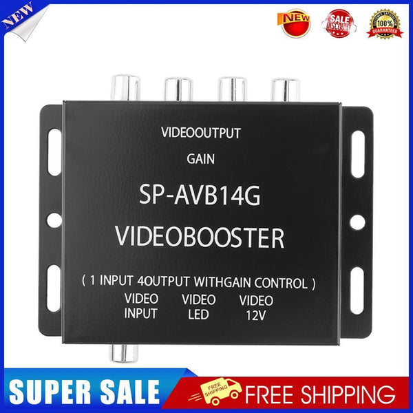12V 1 Input to 4 Output RCA Car DVD Video Booster Amplifier Splitter Box