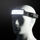 COB LED Sensor Headlight Flashlight USB Outdoor Camping Strong (C White)