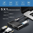 Speaker Adapter 3.5mm Audio Docking Station 4K HDMI VGA USB 3.0 Type-C Hub