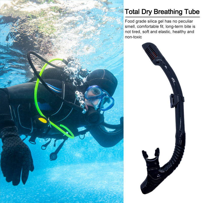 Diving Snorkel Full Dry Underwater Breathing Tube Snorkeling Gear (Black) Newly