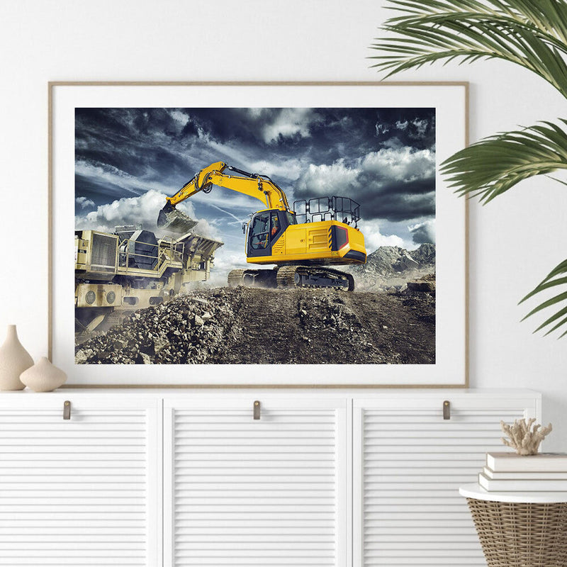 DIY Diamond Painting Kits Full Round Drill Working Excavator Home Decoration Set