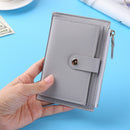 Women Fashion Solid Color Multi-slot Card Holder PU Leather Wallet (Gray)