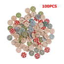 100pcs Colorful Painted Wooden Round Buttons Set DIY Clothes Crafts Accessories