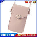Leather Shoulder Messenger Bag Women Touch Screen Phone Pouch (Light Pink)
