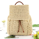 Fashion Straw Shoulders Backpack Woven Women Beach Holiday Bucket Purse Bag