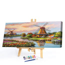 Windmill Oil Paint By Numbers Canvas Picture DIY Home Decoration Gift No Frame