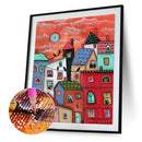 5D DIY Full Drill Diamond Painting Cartoon Color House Cross Stitch Embroider