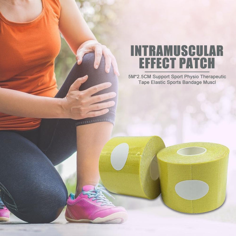 1 Roll 5mx2.5cm Tape Bandage Sports Fitness Roll Cotton Elastic Adhesive St