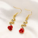 Style Diamond-Studded Pendants Rose Dangle Earrings Drop Earrings Women Jewelry