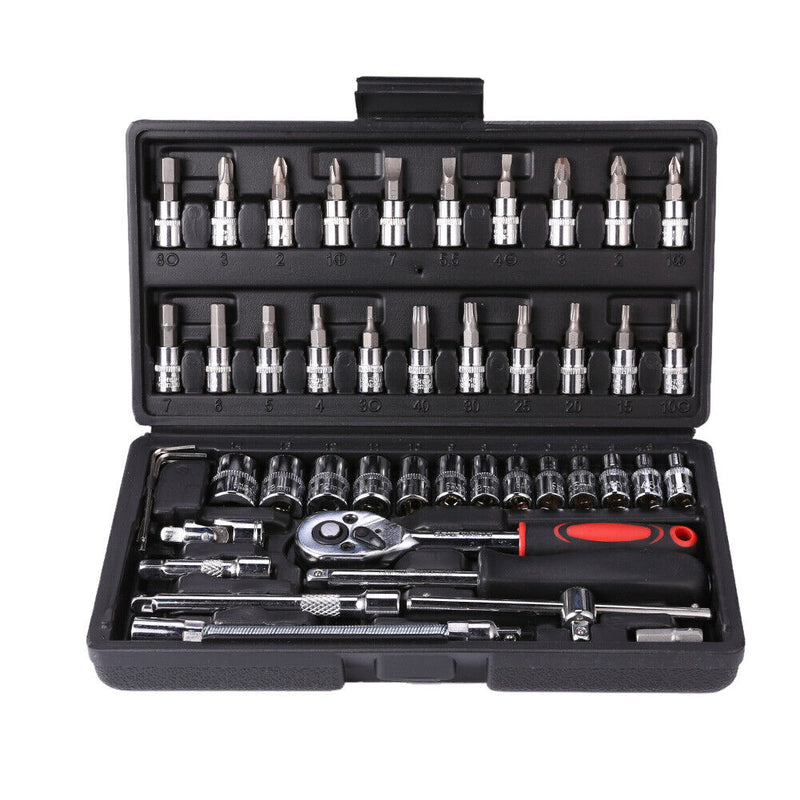 46pcs Socket Wrench Set Ratchet Spanner Multi-functional Car Repair Tool