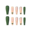 Extra Long False Nails Flower Pattern Pink Nails Ballet Diamonds X4J0