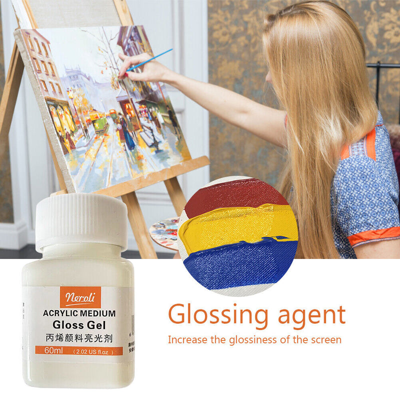 60ml Acrylic Medium Gloss Gel for Oil Paint Polish Painting Pigment Tools