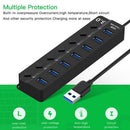 Powered USB 3.0 Hub Splitter with Individual Switches for Computer (7 Port)