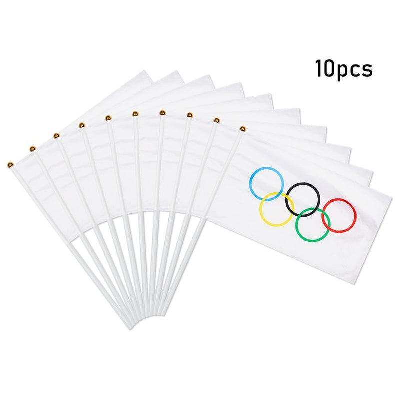 Desk Decor Fade Resistant Hand Flag Olympics Style Held Flags Five Ring Pattern