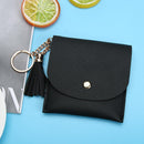Fashion Mini Small Wallet Soft Leather Purse Tassel Card Coin Holder(Black)