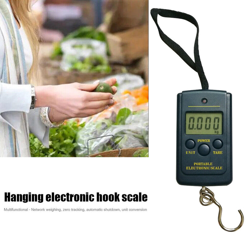 Mini Digital Display Fishing Scales w/ Hanging Hook for Fishing Kitchen Tra