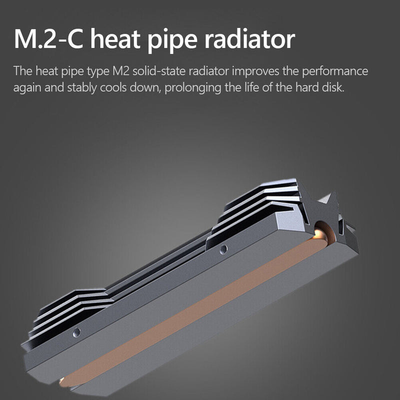 SSD Heatsink Cooler Aluminum M.2 2280 NVME Solid State Disk Radiator (Gray)
