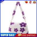 Fashion Flower Print Shoulder Bag Women Winter Plush Small Handbag (Purple)