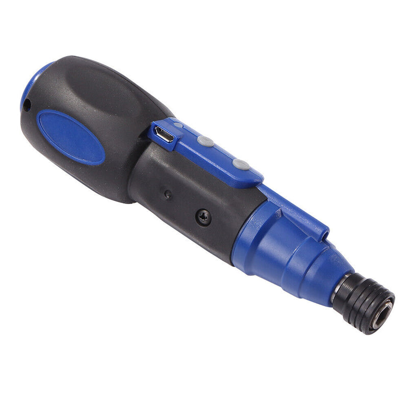 Anti-slip Handle Big Torque Electric Screwdriver USB Charging Drill (Blue) Newly