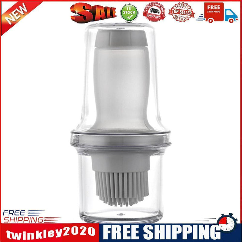 Portable Press Silicone Oil Bottle Brush Storage Cover Kitchen Tool(Grey*2)