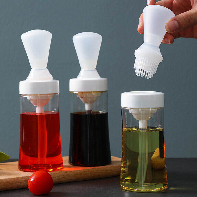 Kitchen Silicone Oil Bottle Barbecue Grill Brush Dispenser Baking Tools