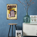 Coffee Pot Sheet Metal Drawing Metal Painting Tin Wall Home Poster Bedroom Sign