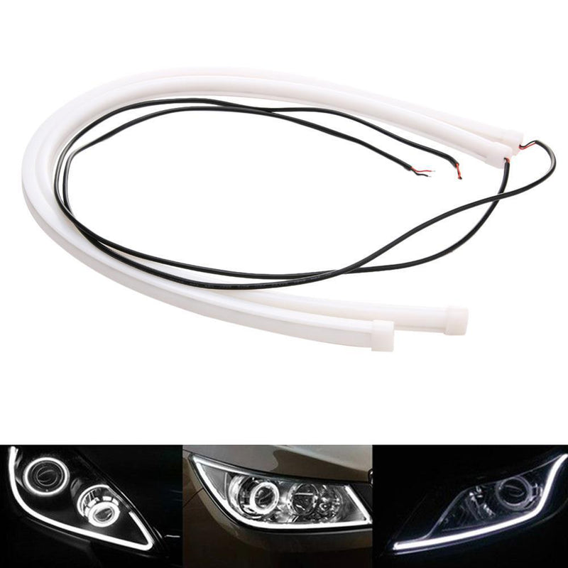 2x 60CM LED Car DRL Daytime Running Lamp Strip Light Flexible Soft Tube
