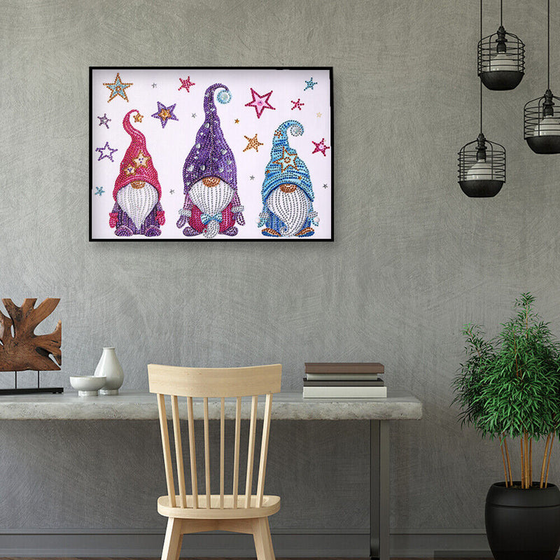 5D Diamond Painting DIY Rhinestone Special Shaped Star Heart Gnome Kit Newly