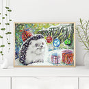 Frameless Hand Painted Picture DIY Snowing Hedgehog Painting By Numbers Craft