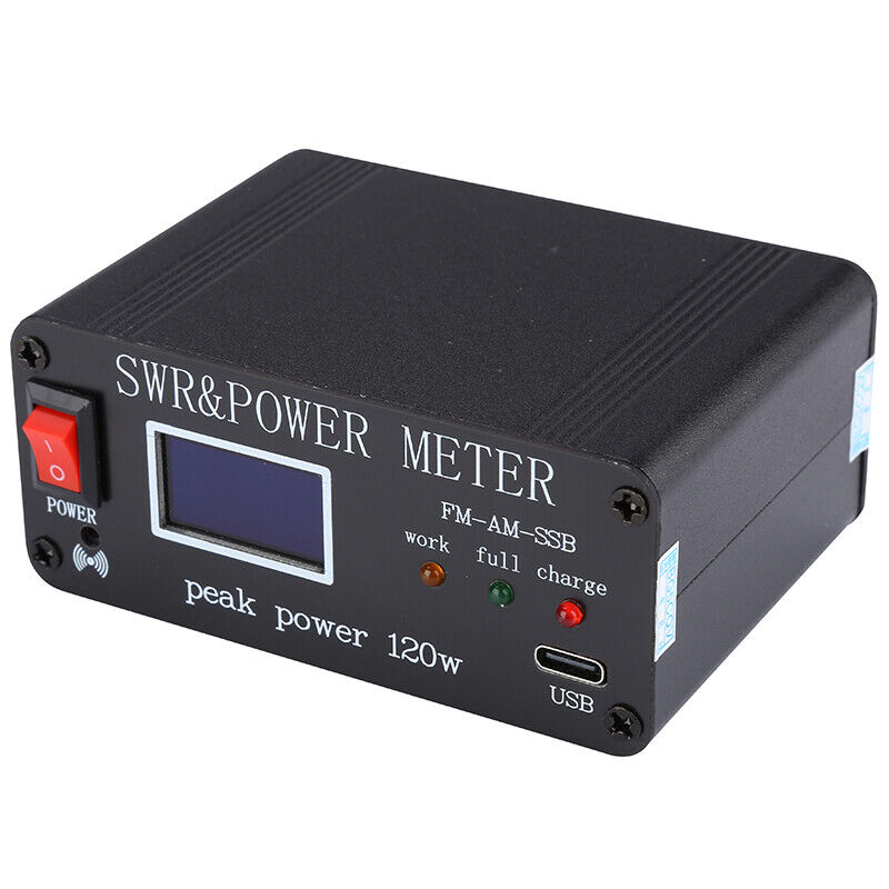 1.8MHz-50MHz Power Meter FM AM SSB 0.5W-120W Type-C Charging with OLED Display