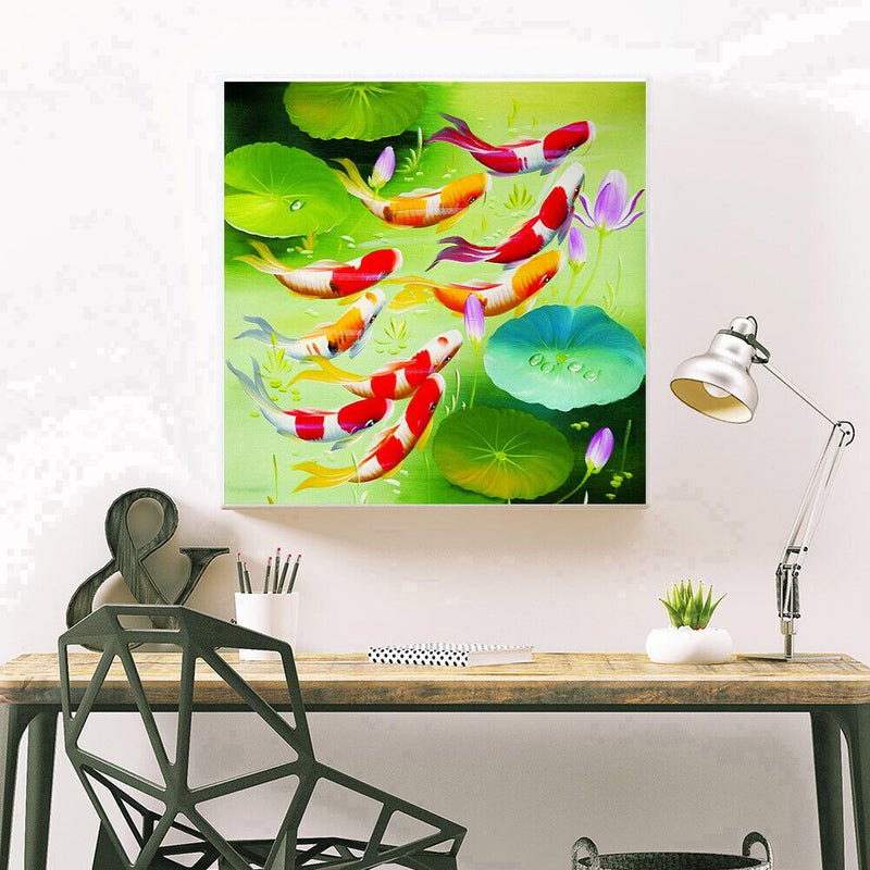 5D DIY Full Drill Diamond Painting Swimming Fish Cross Stitch Embroidery Decor