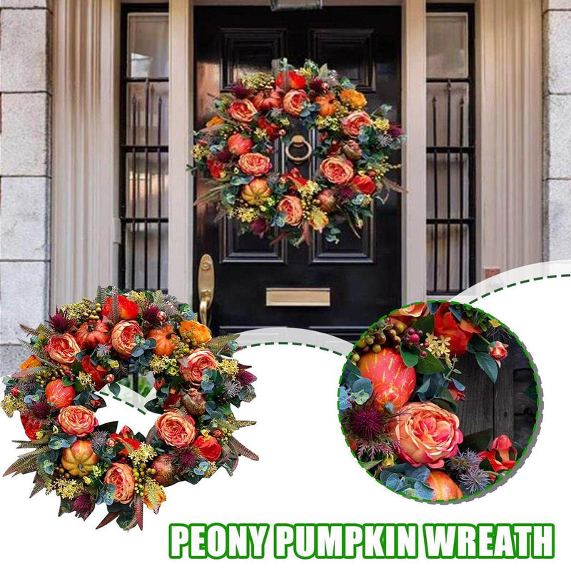 ??Last Day 50% Off ??Fall Peony And Pumpkin Wreath Year Round-Wreath