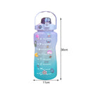2000ml Large-Capacity Water Bottle Time Marker Frosted Drink Cup (Purple) Newly