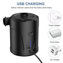 Electric Air Pump 5000mAh Built-in Battery Quick-Fill with 3 Nozzles Black