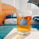 Teapot Shape Tea Bag Strainer Infuser Silicone Leaf Filter Diffuser (Blue)