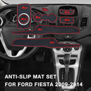 8pcs for Ford Fiesta 2009-2014 Car Cup Mat Set Auto Interior Groove Cushion