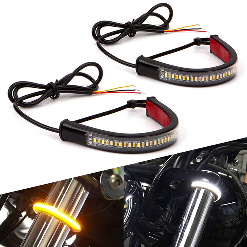 2pcs 36LED Motorcycle Turn Signal Light Strip Fork Strip Lamp Bar Accessories