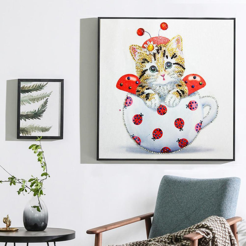 5D DIY Special Shaped Diamond Painting Cat Cup Cross Stitch Embroidery (02)