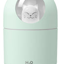 Air Humidifier Spray Cute Cat Small LED Light Mute Air Purifier (Green USB)