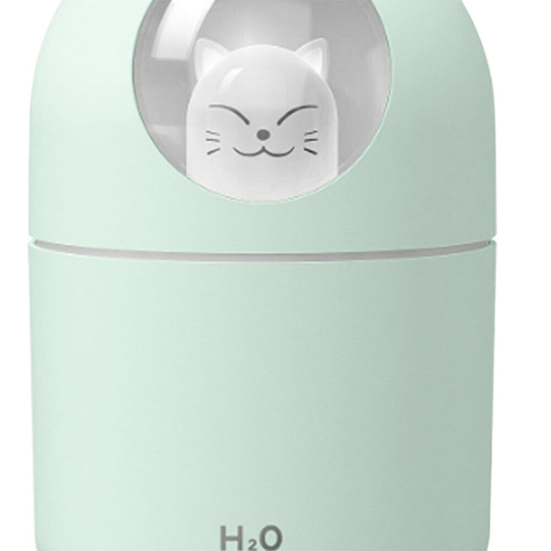 Air Humidifier Spray Cute Cat Small LED Light Mute Air Purifier (Green USB)