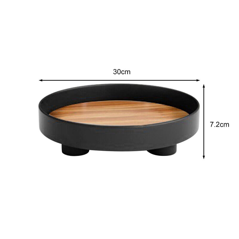 Plastic Round Storage Tray Ring Plate Jewelry Display Storage Plate (Black)