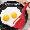 2 in 1 Non Stick Grip Flip Fried Egg Tong Toast Bread Pancake Spatula (Red)