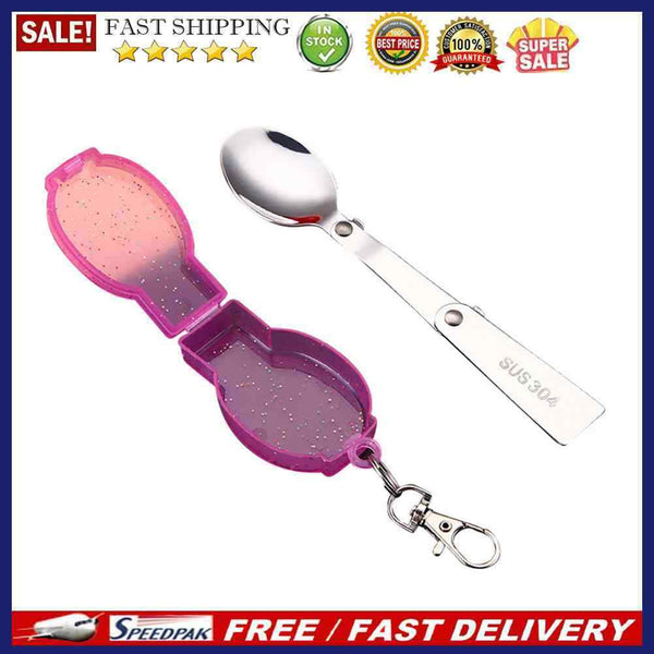 Lightweight Outdoor Camping Utensil Stainless Steel Folding Pocket Spoon Spor