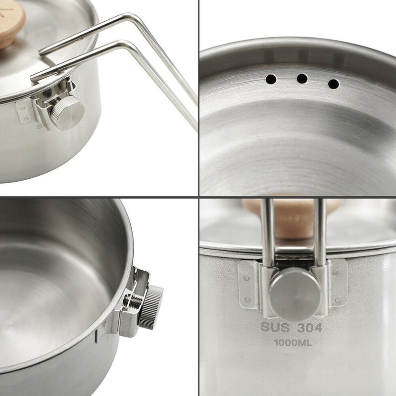 Outdoor Camping Pot Stainless Steel Tea Coffee Cooking Pot Water Kettle Teapot