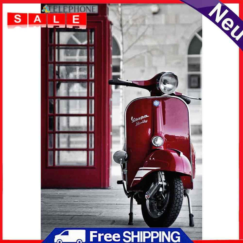 DIY 5D Mosaic Red Motorcycle Rhinestone Drawing Full Round Diamond Painting Kit