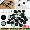20X Cable Clips Tidy Cord Lead Desk Organiser USB Charger Holder SelfAdhesive
