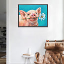 5D DIY Diamond Painting Pig with Daisy Full Round Drill Home Decoration Gif